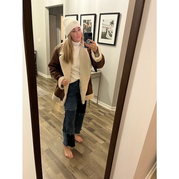 SPLENDID Earhart Brown Faux Leather Aviator Collar Jacket Size Extra Small - Picture 4 of 16